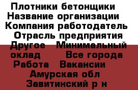 Плотники-бетонщики › Название организации ­ Компания-работодатель › Отрасль предприятия ­ Другое › Минимальный оклад ­ 1 - Все города Работа » Вакансии   . Амурская обл.,Завитинский р-н